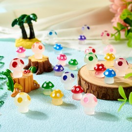 PH PandaHall 28Pcs Mini Resin Luminous Mushroom Glow in The Dark Mushroom Outdoor Figurine Colorful Tiny Mushroom Miniature for DIY Garden Decoration Landscape Aquarium Party Decor