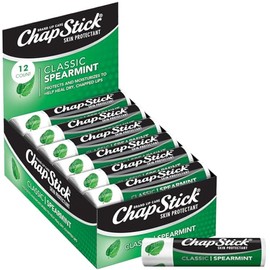 ChapStick Bálsamo labial a granel, menta verde clásica, paquete de 12 – Hidratante labial fresco y refrescante para labios secos, 0.15 oz Ea