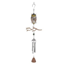 ICE ARMOR 21" Long Owl Metal Silhouette Wind Chime Statue Sculpture Ornament Decoration Home/Room Decor Ideas for Housewarming, Holidays and Birthdays Great Collectible