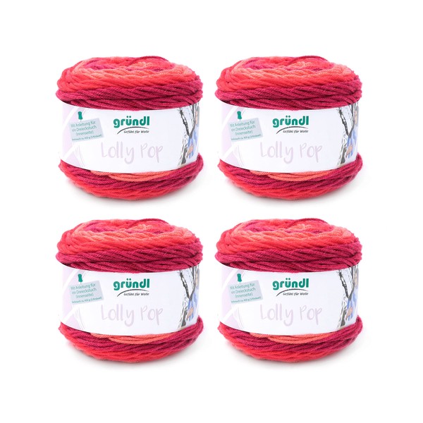 Gründl Hand Knitting Yarn, 100% polyacrylic, Wild Cherry Swirl, 24