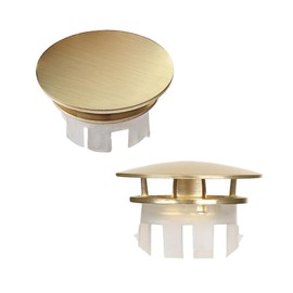 Solid Brass Sink Overflow Cover,Double Layer Copper Solid Ring Insert in Hole Round Caps for Home Shopping Mall Kitchen Bathroom (Gold)