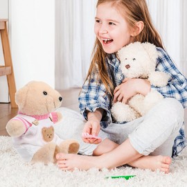 NOLITOY Plush Clothes 2 Sets: 30cm Bear Clothes with Jumpsuit and Sweater - Plush Suspender Pants and Pullover Shorts