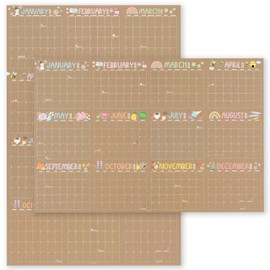 Hadley Designs Yearly Wall Calendar 2026 Large - 12 Month Dry Erase Calendar for Wall, Double-Sided, Reversible, Erasable, Reusable, Full Year Long Annual Planner - Kraft Pastel