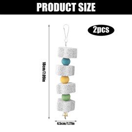 xutong Vogel-Spielzeug mit Lavastein und Holzperlen, 18 cm Länge, 4,5 cm Breite, 2 Stück, Geeignet für Papageien, Hamster und Kaninchen