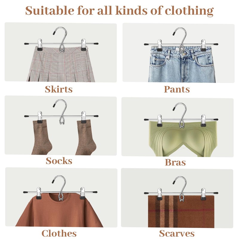 Pants Hangers Space Saving,Stackable Skirt Hangers with Clips, Hanging Closet