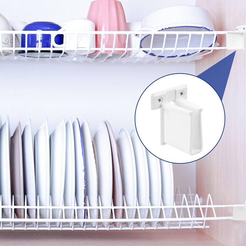 Wire Shelf End Bracket, White Plastic Closet Shelf Brackets with