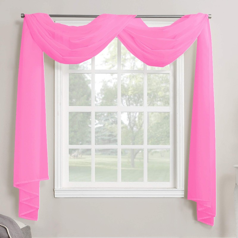 Megachest TAILORED VOILE WINDOW SCARF PELMET (hot pink, 56"X118"X1 Panel)