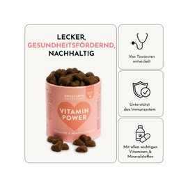 DoggyLove Vitamin Power – Vitamin & Mineralstoffe, für aktive Hunde, Vitamin A, B1, B2, B6, B12, D3, E, Biotin, Stärkung des Energiehaushalts & Immunsystems, Power-Snack, Premium Hundeleckerli
