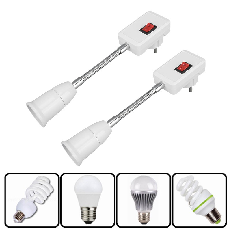 2PCS E27 E26 Hose Lamp Holder with Switch Universal 360