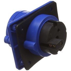 Knightsbridge IN0013 Industrial Connectors IP44 Angled Panel Mount Socket 2P+E, 240 V, Black and Blue, 240V 32A