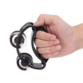 Foot Tambourine Shaker Percussion Drum Set, Metal Jingle Bell Foot Percussion Musical Instrument for Playing Drums or Guitar (BLACK)