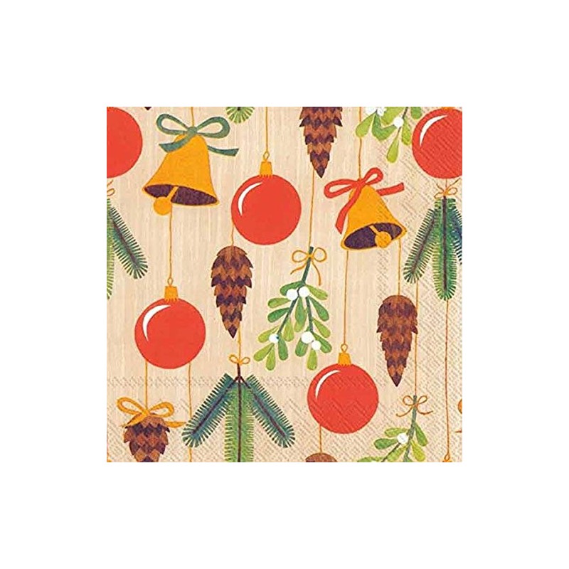 Ideal Home Range 20 Count Luncheon Napkins, Bells Balls and