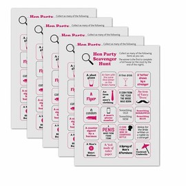 Hen Party Scavenger Hunt Game - Set of 24 Game Cards: Fun Hen Night Game, Hen Party Entertainment