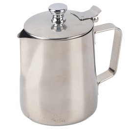 Stainless Steel Milk Frothing Pitcher 12oz/350ml Latte Steaming Frothing Pitcher Milk Jug with Lid Cappuccino Pitcher Latte Coffee Art for Office Kitchen