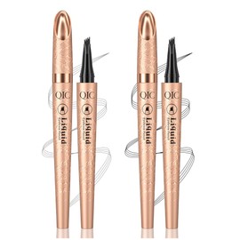 2 Stück Augenbrauenstift,Microblading Augenbrauenstift mit 4 Gabelspitzen,Wasserdichter und Schweißfester,Wischfest Eyebrow Pencil Kann Leicht(Grau+Schwarz)