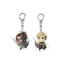 EBTY DREAMS Inc. - Set of 2 AoT Attack Titan Shingeki no Kyojin Acrylic Keychain Erwin Smith, Hange Zoe v1