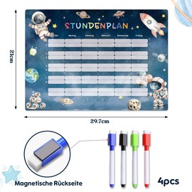 Kosmonaut Timetable Magnetic Wipe Clean (Magnetic Timetable with Pen)