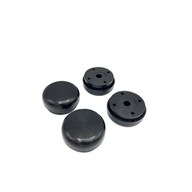 KLAMA 4 x Furniture Feet Height-Adjustable – Feet for Furniture Diameter 55 mm Made of Plastic – High-Quality Furniture Raiser for Screwing On – Set of 4 Sliding Feet in Black Including Screws