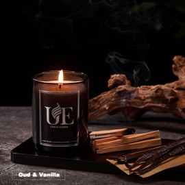 Urban Ember Men’s Aromatherapy Candle Gift Set | 2 Pack 8oz Soy Wax Candles, Long-Lasting for Home | Perfect Birthday & Holiday Gift for Him (Pack of 2, Oud & Vanilla/Wood & Leather)