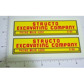 Structo Pair Structo Excavating Company Dump Truck Stickers ST-077