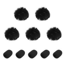 sourcing map Microphone Cover Mini Furry Windscreen Foam Mic Sponge 5mm with Black Cap for 0.5 to 1.2mm Microphone 1 Set