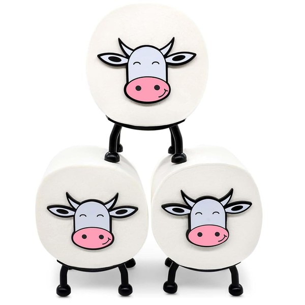 IKOPFLN 3 Stück Toilettenpapierhalter mit Kühe, lustiger Toilettenpapierhalter, freistehend, Badezimmer-Set,