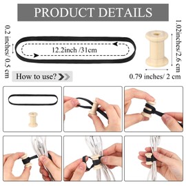 Vincreem 30 Set Cable Ties Made of Natural Rubber and Wood Elastic Fastening Cable Ties for Cables Unruly Items Bamboo Trellis DIY Ties