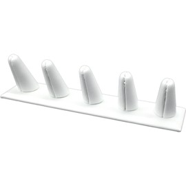 White Leather 5 Ring Finger Jewelry Holder Showcase Display