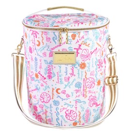 Lilly Pulitzer Insulated Soft Cylinder Beach Cooler with Adjustable/Removable Strap and Double Zipper Close (Summer Serenade)