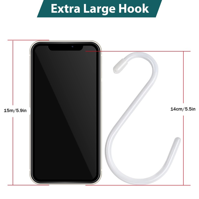JatilEr Pack of 5 S Hooks, Large, White Rubberised 14