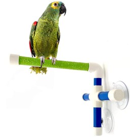 Suction Cup Bird Parrot Perch Stand Portable for Parrot Macaw Cockatiel Shower Bathing, Resting and Standing