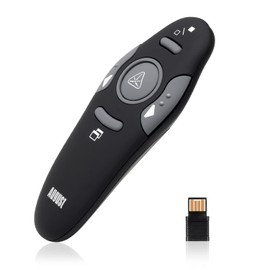 Wireless Presentation Pointers - August LP205 - Presentation Remote Control PowerPoint Slideshow Clicker Laser Pointer for Windows and Mac [Black]