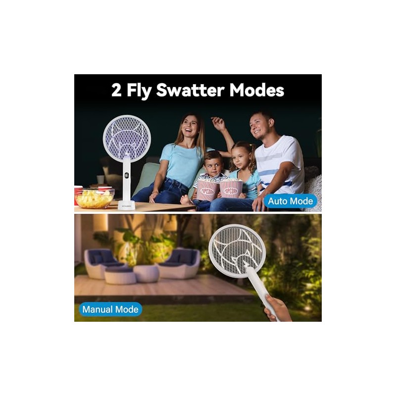 Nymrix Electric Fly Swatter Racket,2 in 1 Mosquito Bug Zapper
