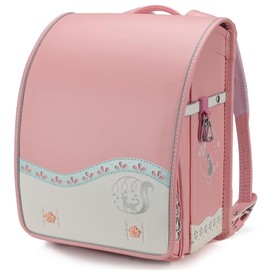 IwaiLoft Ransel Randoseru Backpack with Automatic Satchel for Girls, Japanese School Bag Embroidery PU Bookbag for Women (Wind Chime Cat White&Pink)