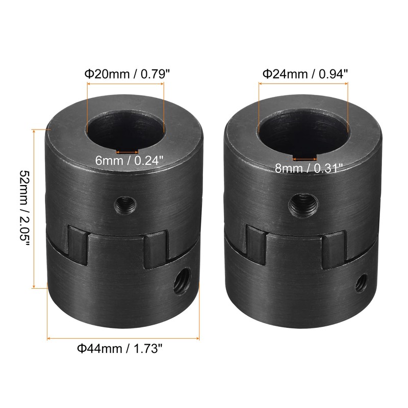 sourcing map Flexible Clutch Shaft 20mm to 24mm 52mm x