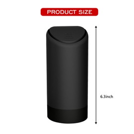 pvotawp Mini Car Trash Can Garbage Bin, Small Silicone Waste Container with Lid Fit in Side Door Cup Holder, Leakproof Portable Rubbish Dustbin for Vehicle, Home, Office, Bedroom, Kitchen (Black)