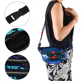 VGEBY1 Waist Bag, Women Fashionable Sequins Shining Waist Pouch Single Shoulder Bag Accessory
