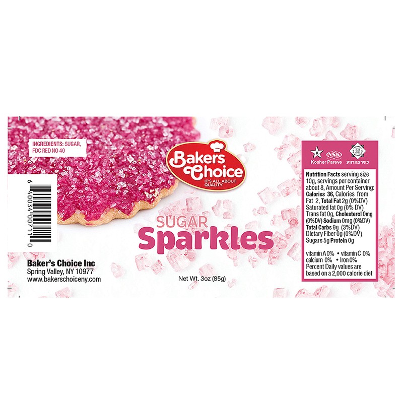 Baker’s Choice - Pink Sugar Sparkling Sprinkles - Dairy Free,