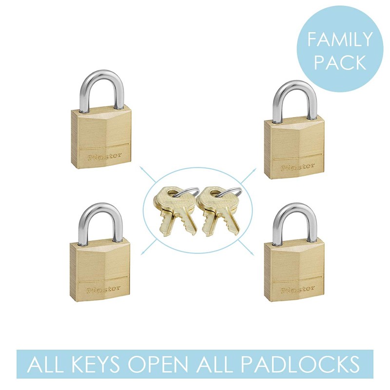 Master Lock Solid Brass Body Padlocks, 30 mm Size (Pack