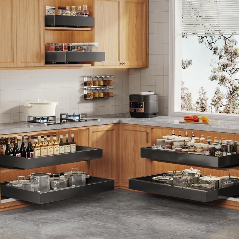 Seinloes 2 Pack Expandable (15.1"-26.3") Pull Out Cabinet Organizer 21"