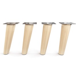Sossai Clif Round HMF2 Natural Wood Untreated Beech Furniture Feet 15 cm High Round Slanted Design for Dressers Cupboards Shelves