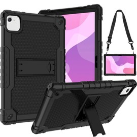 Doemoil for UGRIHACH UG-C10/Lville LVEC10/HiGrace C10/Freeski C10/FYMLCPFY C10A/AEEZO C10 10.1inch Tablet case Built in Stand with Shoulder Strap (Black/Black)