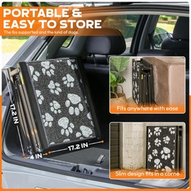 Dog Ramp for Car 71" Long & 17" Wide – Portable Folding Aluminum Pet Ramp with Non-Slip Paw Print Surface – Extra Wide Portable Ramp for Large, Small & Senior Dogs to Get in Cars, SUVs, Trucks & Beds