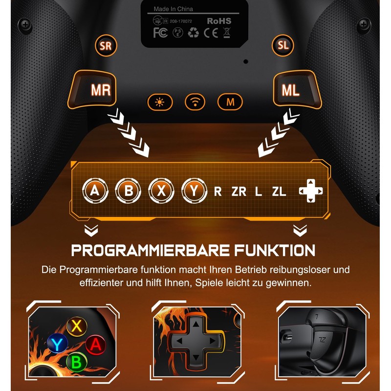 Switch Controller Wireless Switch Pro Controller with Cool RGB Appearance