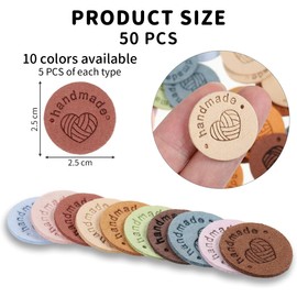 Bangbobi Handmade Label for Sewing - 50 Handmade Faux Leather Labels with Exquisite Patterns and Clear Print, Perfect for Knitting and Sewing Projects