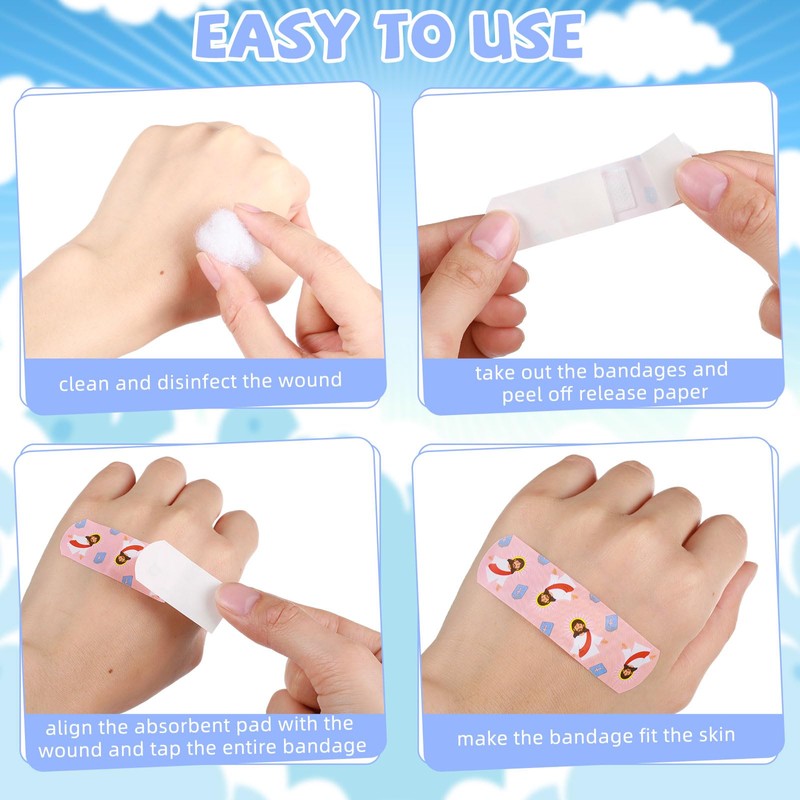 Aurelema 400 Pcs Jesus Bandages Bulk for Boo-Boos Cartoon Adhesive