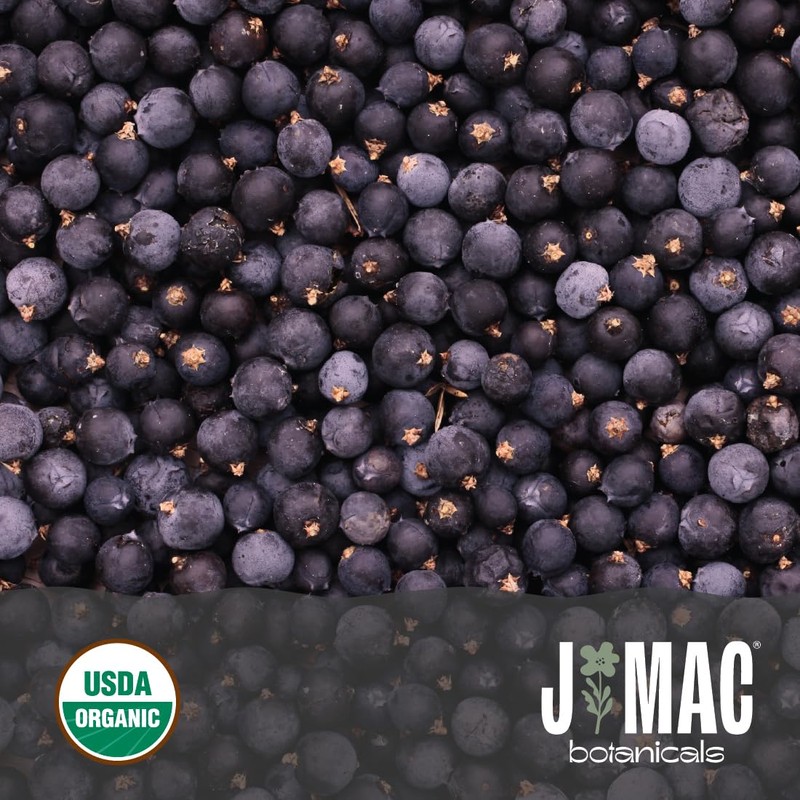 J MAC BOTANICALS, Organic Whole Juniper Berries, Certified Organic by