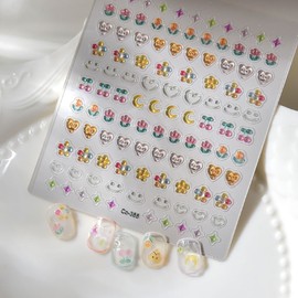 New 5D Embossed Nail Stickers, Self-Adhesive Nail Art Decals, Fashionable 3D Jelly Texture Nail Designs for Women, Cute Translucent Color Nail Art Accessories