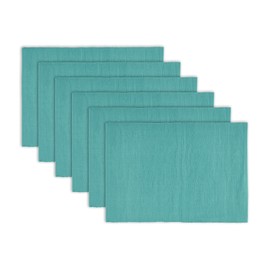 100% Cotton Ribbed Placemats - Set of 6 - 13 x 19 Inches - Turquoise Blue - Everyday Basic Cloth Table Mats - Washable & Reusable Cloth Place Mats, Fabric Placemats for Dining Table - by Craftbot