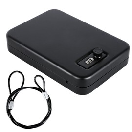 Dalmbox Gun Safe for Pistols X Large, 11 x 7 x 3 Inches, Handgun Lock Box with Combination Lock Portable Travel Pistol Safe for Car, Home, Travel